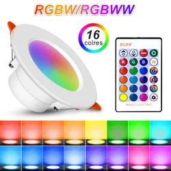 RGB LED typu Downlight 10W wpuszczone W sufit reflektory AC 110V 220V ściemniania lampa wewnętrzna IR pilot zdalnego sterowania z funkcją pamięci