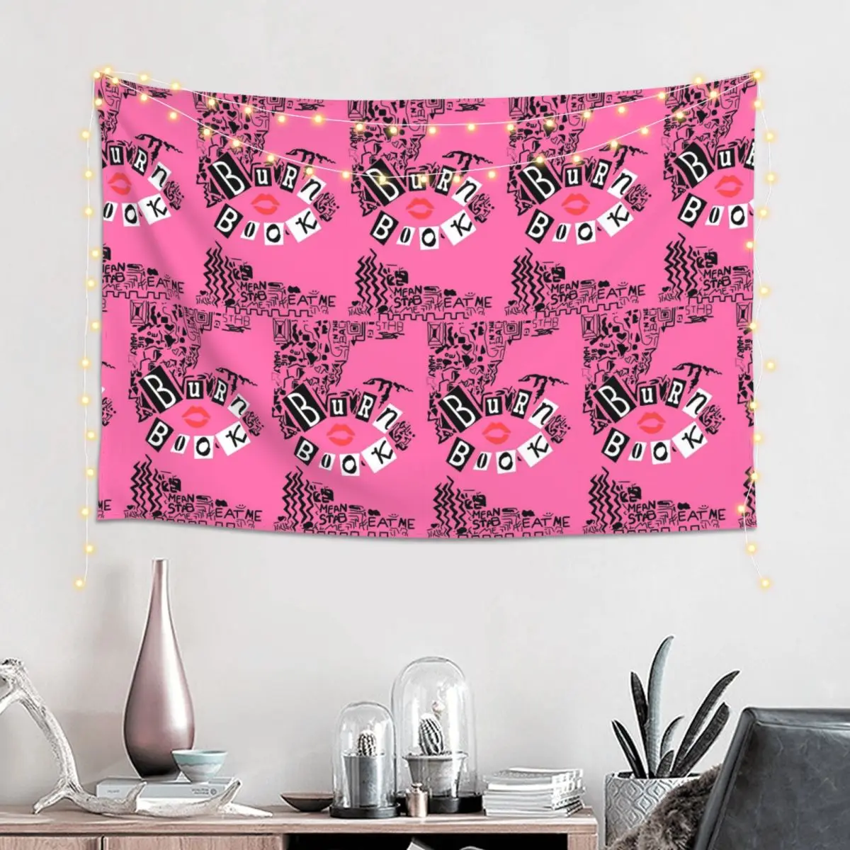 Burn Book - Mean Girls Tapestry Funny Wall Hanging Aesthetic Home Decoration Tapestries for Living Room Bedroom Dorm Room