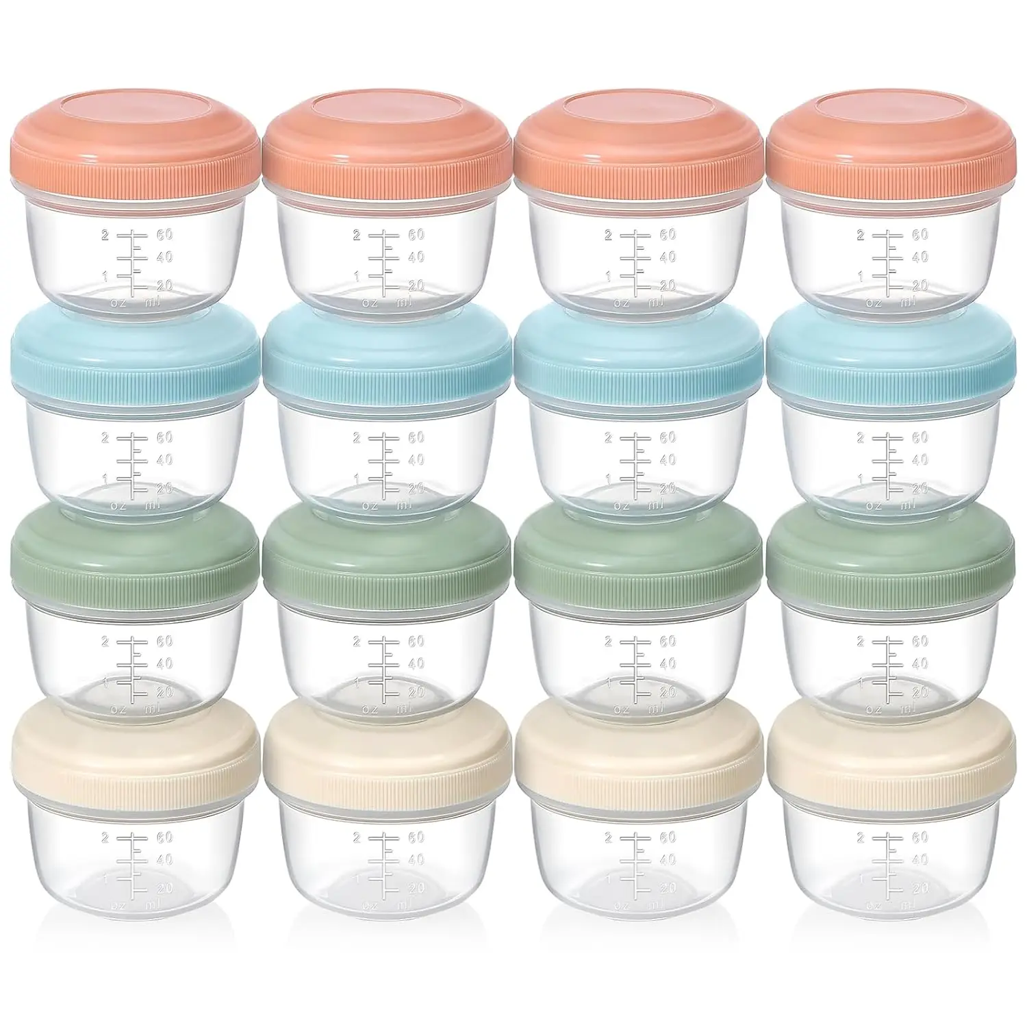 16 Pack 4oz Reusable Plastic Containers with Lids, Airtight Snack Jars for Food Storage, Dishwasher & Microwave Safe, BPA Free