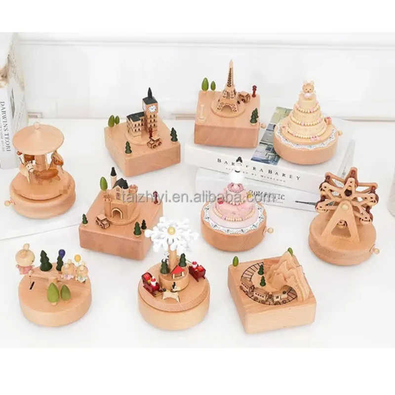 

Wind Up Dancing Doll Ballerina Carousel Horse Wooden Music Boxes