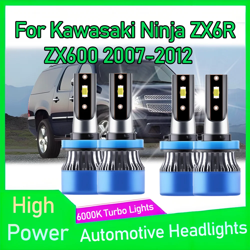 

LED Car Headlights Bulbs 40000LM Super Bright Auto Headlamps 12V 6000K For Kawasaki Ninja ZX6R ZX600 2007-2009 2010 2011 2012