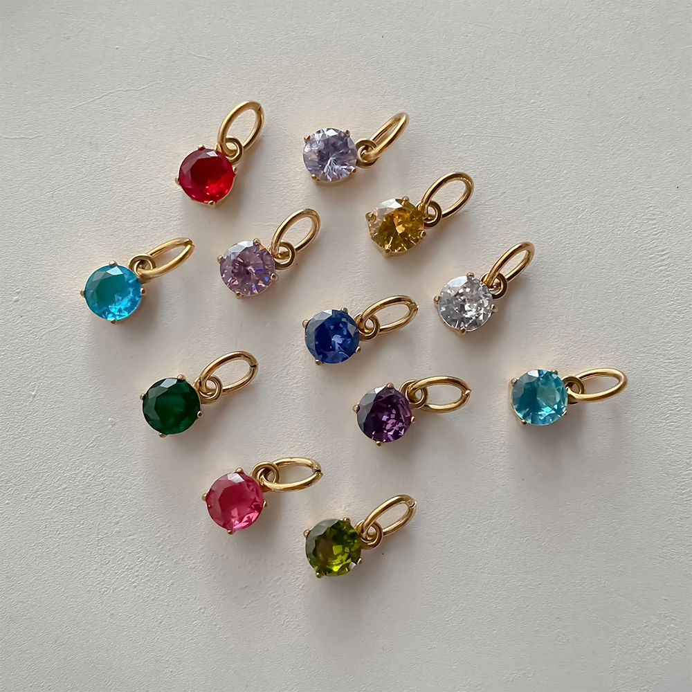 EManco Stainless Pendant Necklace Round Zircon Pendant Charms Necklace Cosplay Jewelry Gift for Diy Necklace Bracelet Jewelry