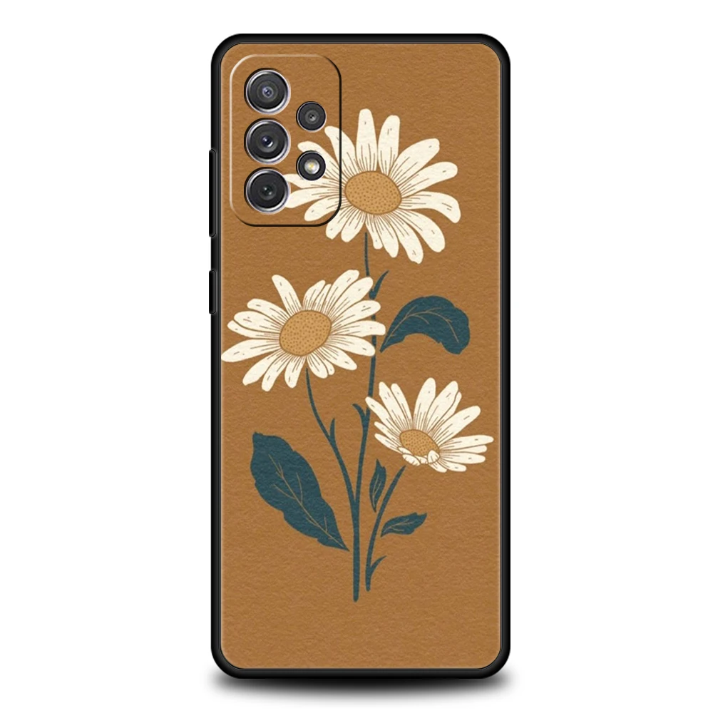 Line Art Sketch Flower Silicone Case For Samsung Galaxy A32 A52 A13 A22 A72 A51 A71 A41 A11 A31 A21S 5G Luxury Phone Cover Shell