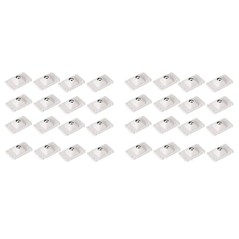 AS94-32 Pcs Self Adhesive Wheels For Storage Boxes 360 Degree Rotation Stainless Steel Pulley Ball Casters 4.5 X 2.8Cm(White)