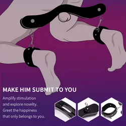 New Humbler Male Cock Ring Wooden Ball Stretcher With Ankle Cuffs Ball Crusher Scrotum Squeezer BDSM Adults CBT Sex Toys For Men