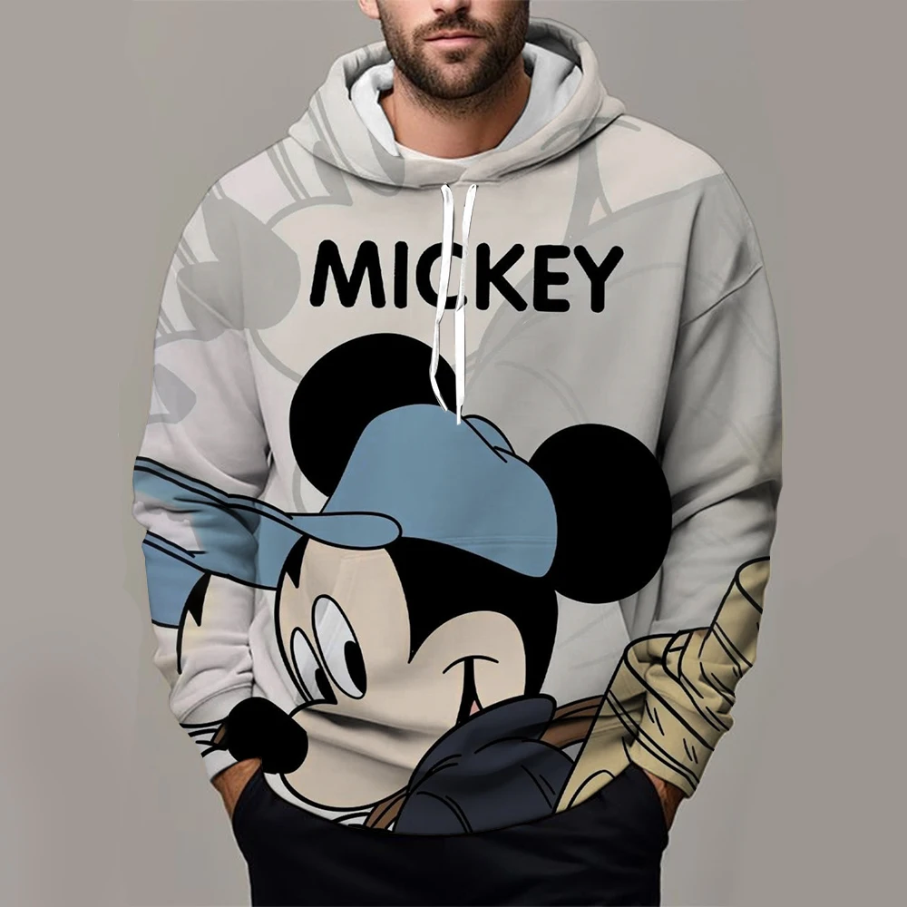 

Mickey Mouse Boys and Girls Hoodies Disney Men's Pullover 3D Printing Oversized Pullover MINISO Men's Hoodies New Men's Clothing