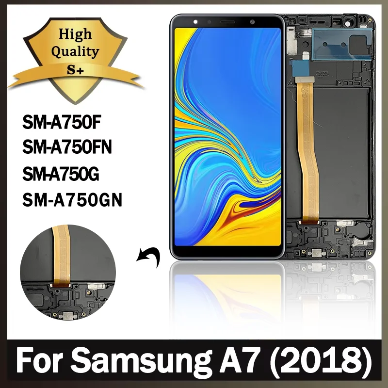 6.0 High Quality For Samsung  A7 2018 A750 LCD A750F A750FN Display With Frame Touch Screen Digitizer Replacement Parts