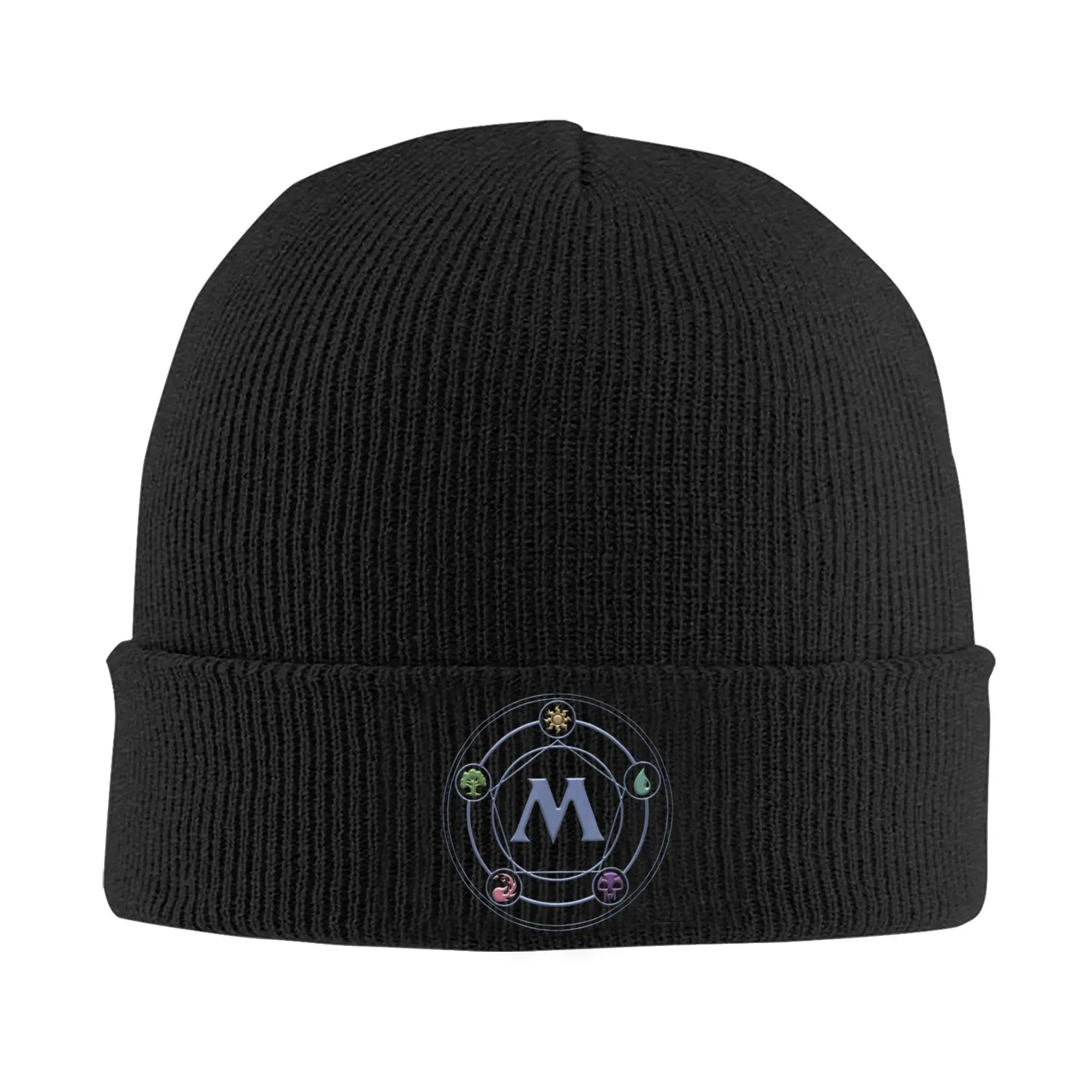 Magic Games Gathering MTG Knitted Hat Autumn Winter Beanie Baggy Mana Icons Cap Female Male Acrylic Hot Sale Skullcap