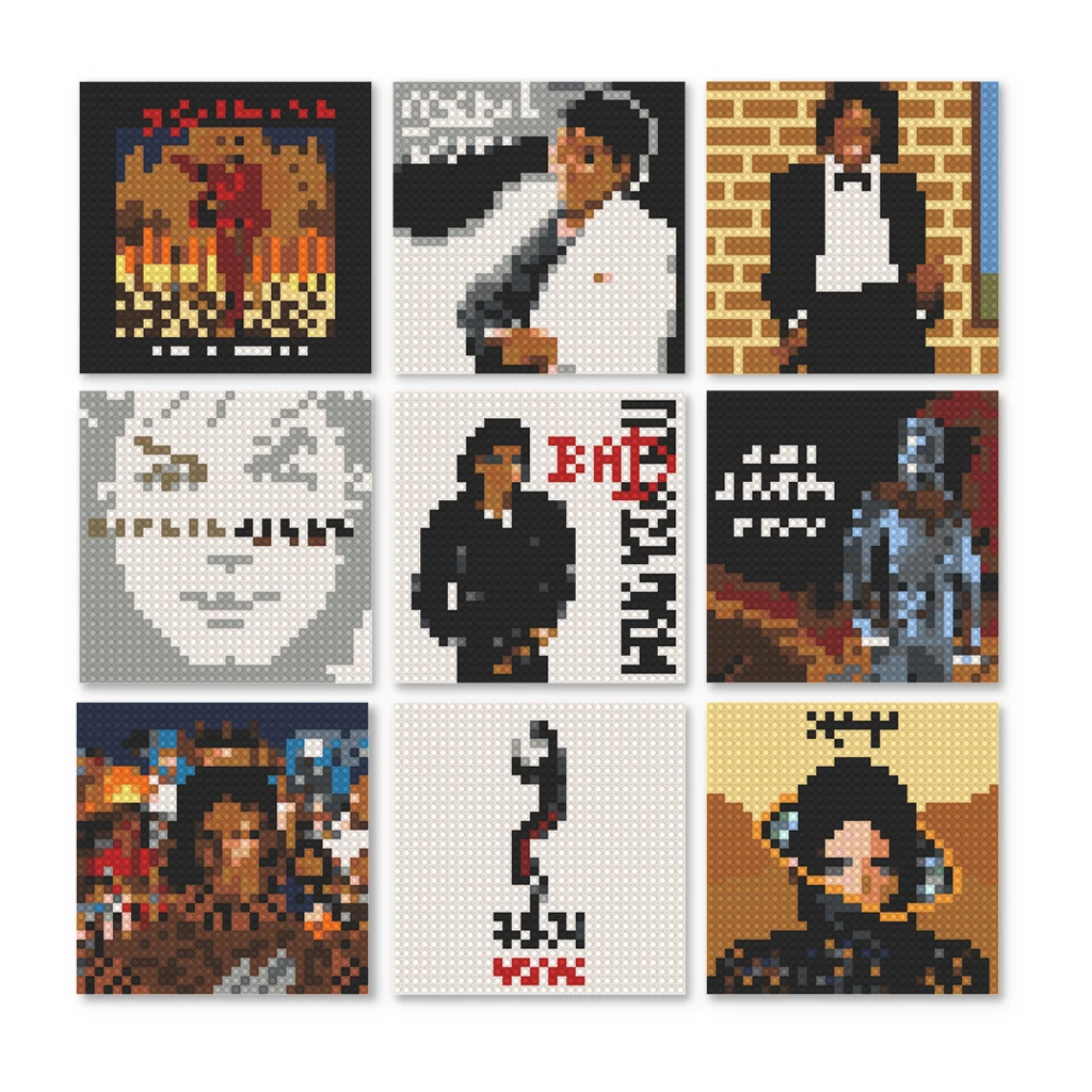 

M-Michael Jackson Poster Decoration Posters Living Room Music Album Cover Building Blocks Brick Painting DIY Home Wall Decor