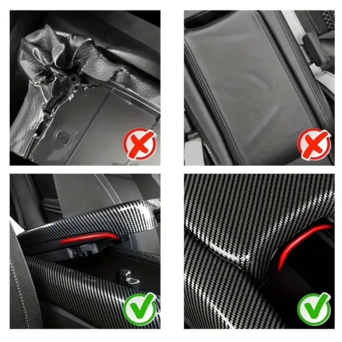Fit For Honda Civic 2016 2017 2018-2021  Carbon Fiber Look 3PCS/Set Car Interior Center Console Armrest Box Panel Trim Sticker