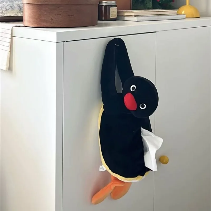 Anime Character Pingu Penguin Hanging Tissue Box Cute Cartoon Tissue Bag Home Bedroom Car Storage Merch Wholesale Surprise Gift