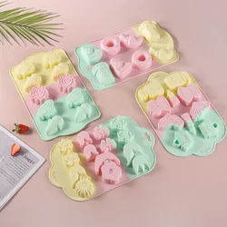 Donut Ice Cream Cake Silicone Mold Flower Heart Chocolate Cake Mold Holiday Decoration Baking Tools Manual Soap Mould