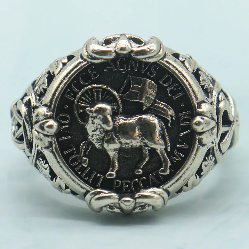 

Buy 3 Get 1 Free Highly Recommend 10.9g Stainless Steel Lamb of God Agnus Dei Christian Rings Many Sizes SheCrown