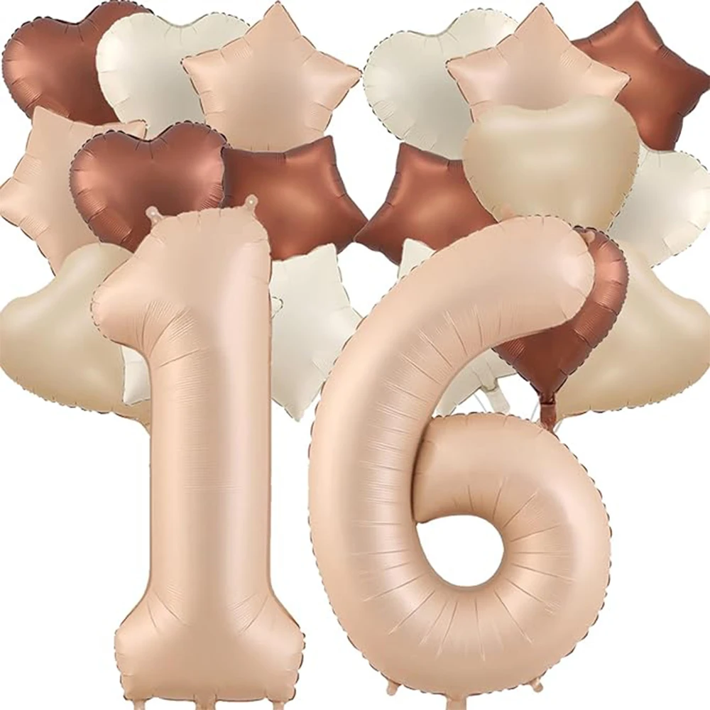40-calowy kremowy zestaw balonów foliowych z cyframi Duże foliowe balony helowe z gwiazdą serca dla chłopców i dziewczynek Dekoracje ślubne na przyjęcie urodzinowe