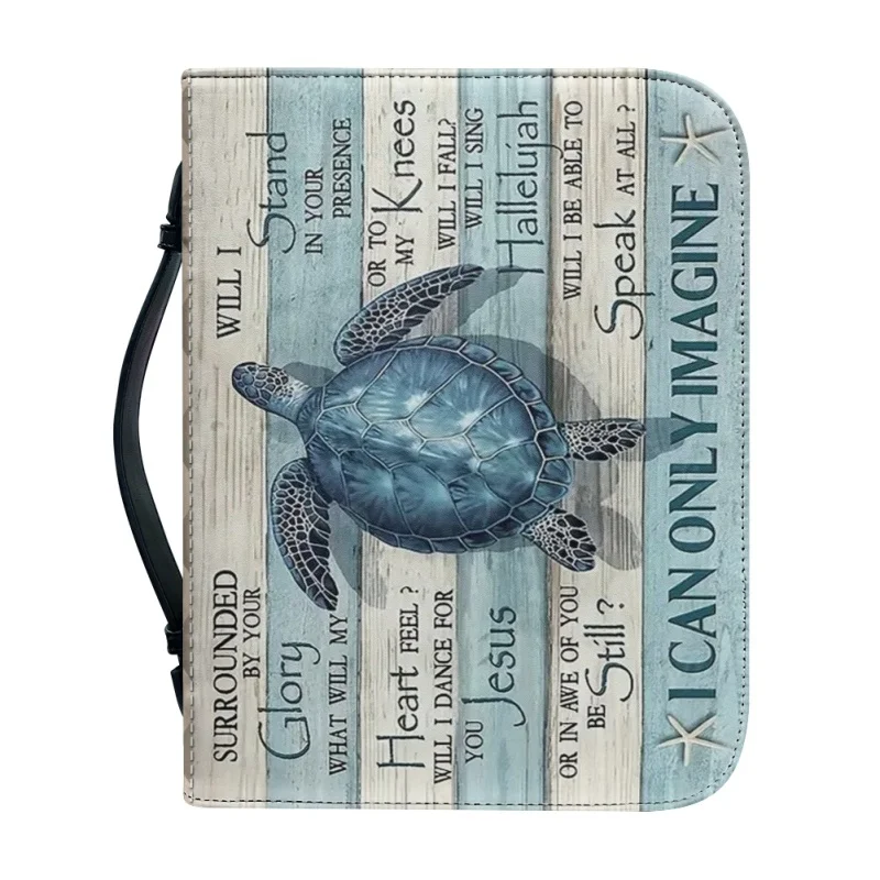 Oceanic serenidad con cita inspiradora, impresión personalizada, funda de la Biblia de la Iglesia, bolsos de PU, libro de estudio, cajas de almacenamiento