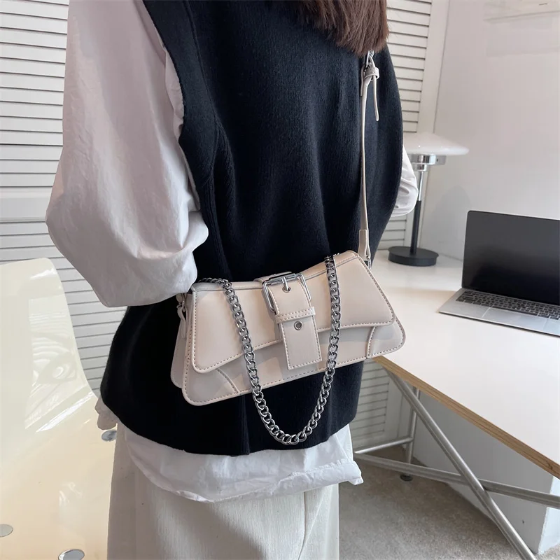 Top Brand Women Chain Shoulder Side Bags Solid Leather Female Handbag And Wallet Vintage Woman Flap Crossbody Sling Bag 2024 New