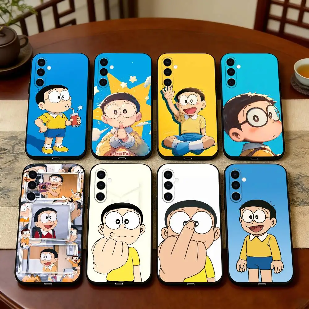 Capa de telefone Dora-Nobita para Samsung Galaxy A73, A72, A71, A70, A53, A52, A51, outras capas pretas macias