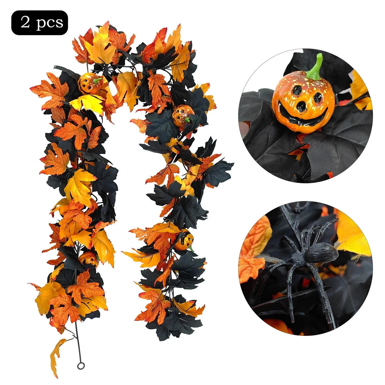 

1/1.75/2M Artificial Fall Maple Leaf Garland Fake Plants Autumn Decor Leaves Vine Thanksgiving Halloween Festival Wedding Decor