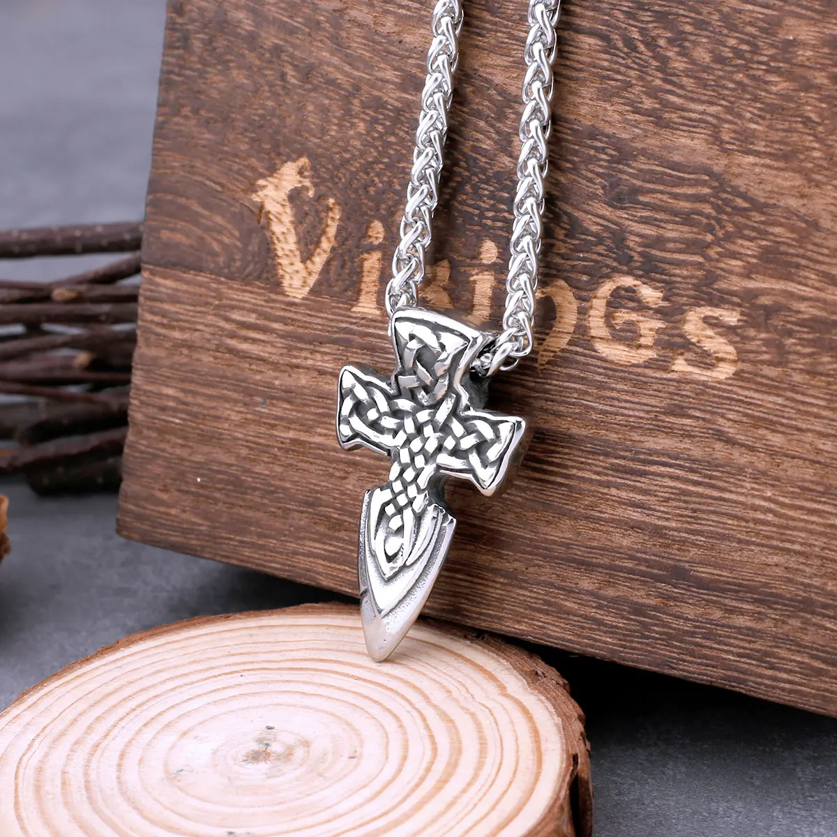 Stainless Steel Viking Freyr Sword Necklace Men Vintage Nordic Punk Amulet Pendant Necklace Keel Chain Charm Male Jewelry Gift