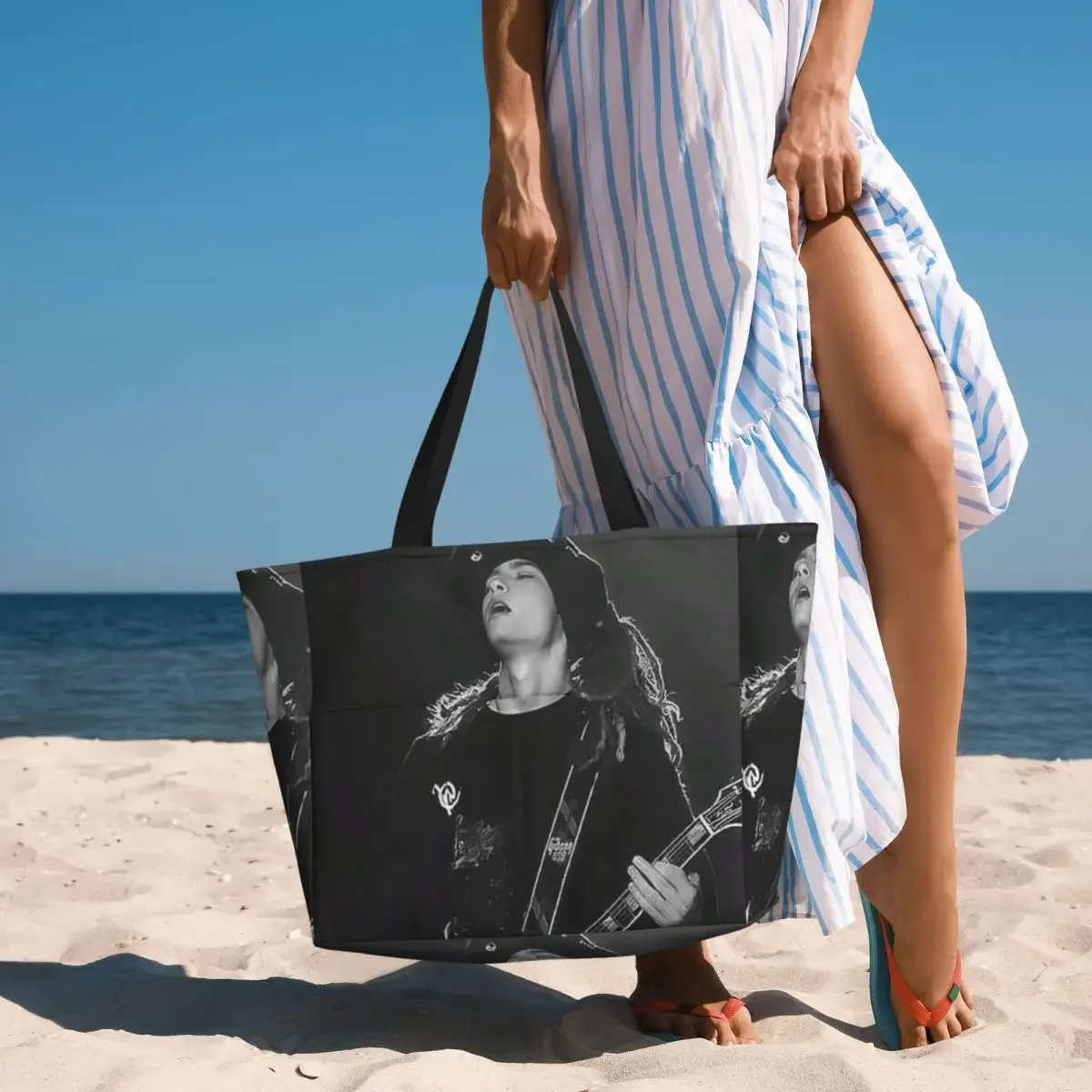 

Tokio Hotel Tom Kaulitz Music Band Beach Tote Bag Sport Gym Yoga Duffle Large Tote Bag Women Travel Bag Fitness bag