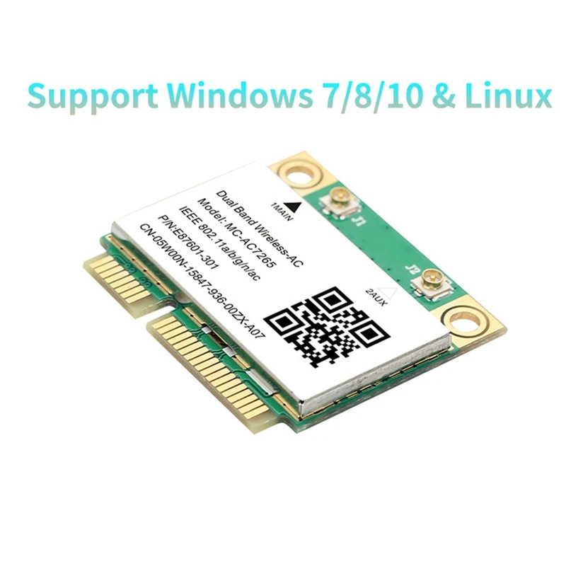 1200Mbps Bluetooth 4.2 scheda Wifi Mini scheda Wifi pci-e MC-AC7265 scheda di rete Wireless 7265 802.11Ac 2.4G 5Ghz per Laptop 7260HMW