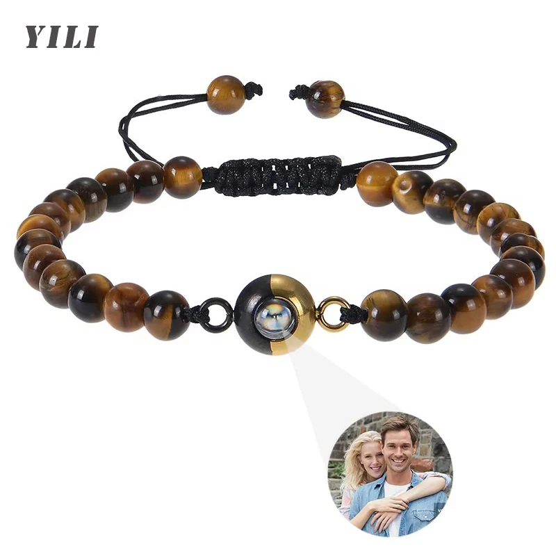 

Tiger Eye Stone Custom Picture Bracelet Personalized Projection Bracelets with Photos Photo Bracelet Customized Picture Gifts