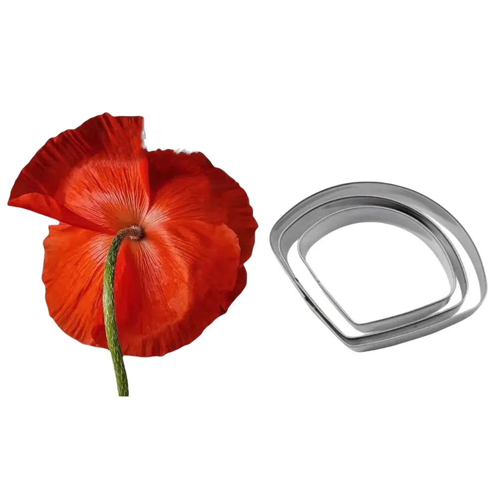 Poppy Flower Silicone Veiner & Cutters Mold Petal Fondant Gumpaste Sugarcraft Clay Mould Cake Decorating Tools CS232