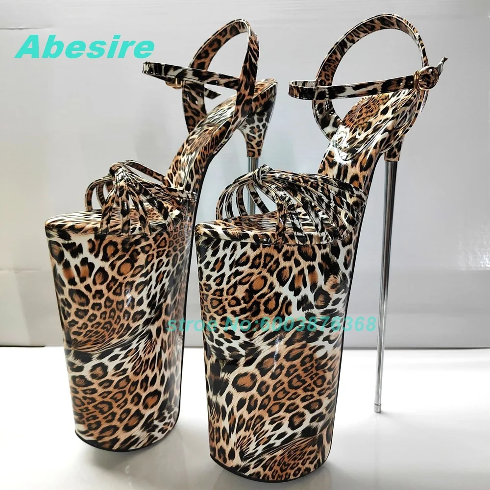 30Cm Stiletto Heels Patchwork Leopard Pattern Sandals High Platform Open Toe Shoes for Women Spicy Gilrs Sexy Fashion Shoes New