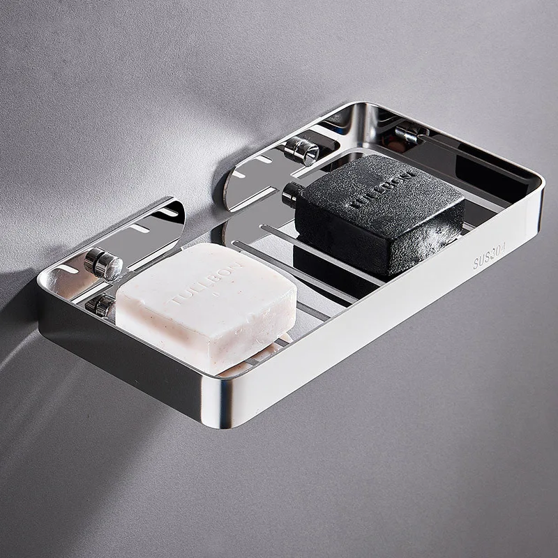 

Stainless Steel Golden Organizer Shelves For Bathroom Double Box Soap Holder ShelfSoap Dish Holder Wall Mounted Single Layer