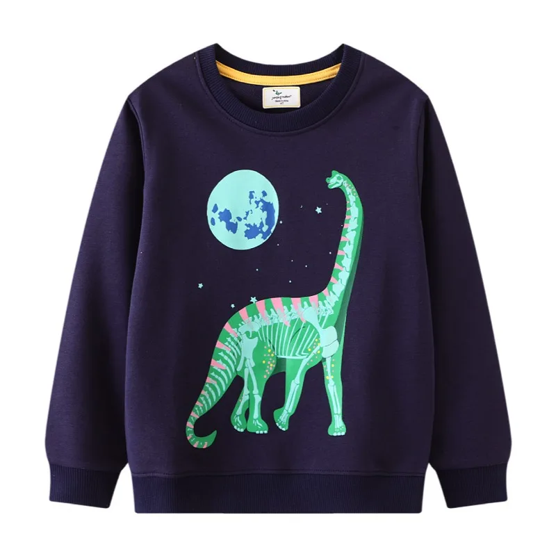 TUONXYE Autumn Boys Long Sleeve Sweatshirts Cartoon Luminous Dinosaurs Pattern Knitting Soft Cotton Children\'s Clothes 2-7years