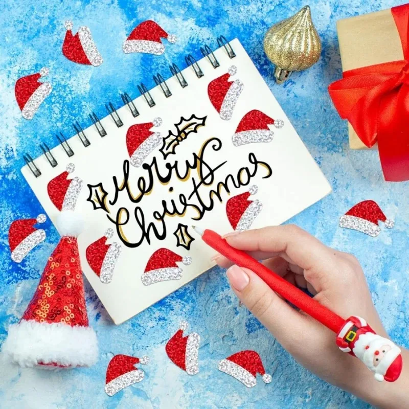 500pcs Christmas Hat Stickers Cartoon Laser Gift Packaging Box Decoration Stickers Labels Envelope Gift Bag Sealing Sticker