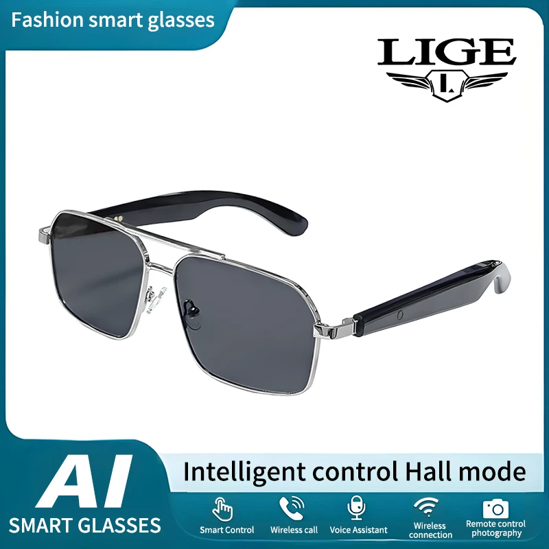

LIGE New Smart Sunglasses Glasses Bluetooth Call Outdoor Sport Headphones Waterproof Anti-UV Music Eyeglasses For Men Women 2025