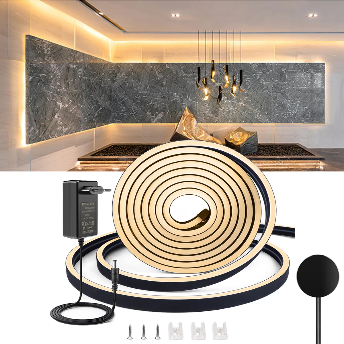 Touch Dimmer Switch Led Light Closet Neon Strip DC24V Hand Scan Led Motion Sensor Light Black Silicone Tube DIY Kitchen Lamp