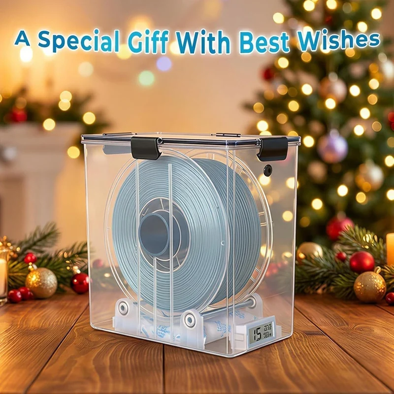 DT21 Filament Storage Box - 1Pc 4L Airtight Dry Box for 3D Printer, Dual-Outlet Passive Dehydrator with Hygrometer, Waterproof