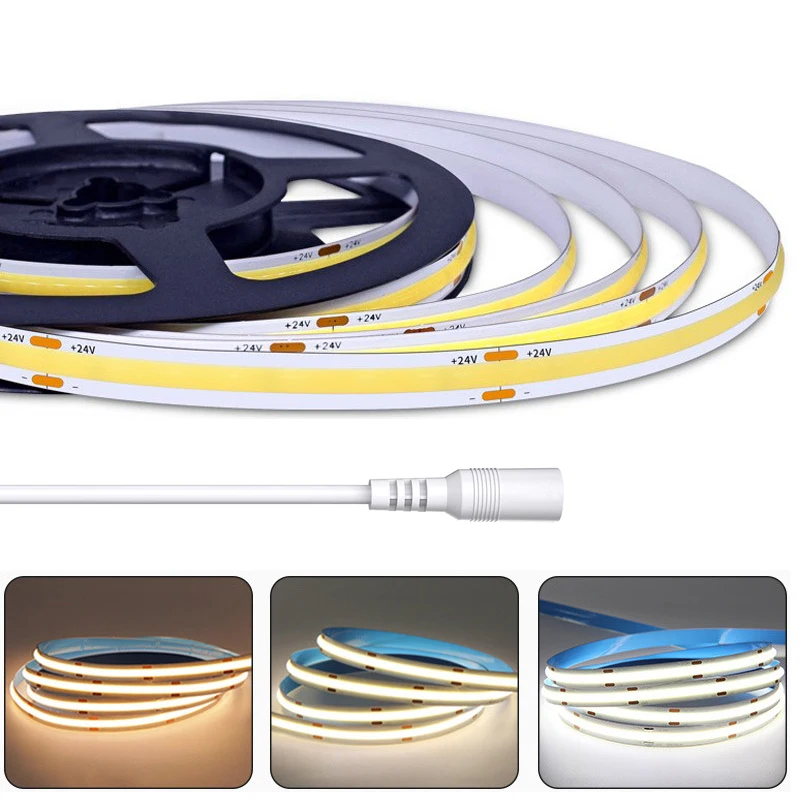 

DC 12V 24V COB LED Strip Lights 320LEDs Super Bright Ra90 1m 2m 3m 5m 10m White Nature For Kitchen Lighting Home Room Decoration