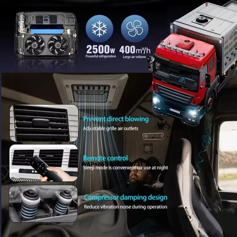 Van Rv Roof Solar Power Stop Air Conditioning Truck 12v 24v Battery Powered Air Conditioner for RV