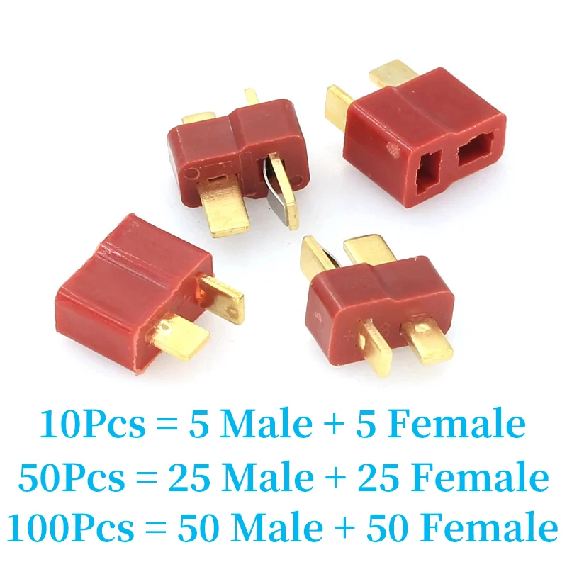 10/50/100PCS Javino T- Plug Male & Female Connectors Deans Style For RC LiPo Battery ESC