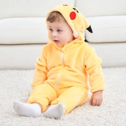 Newborn Baby Romper Infant Long Sleeve Rompers Kigurumi Cute Pikachu Cartoon Pajamas Cosplay Costumes For Halloween Christmas