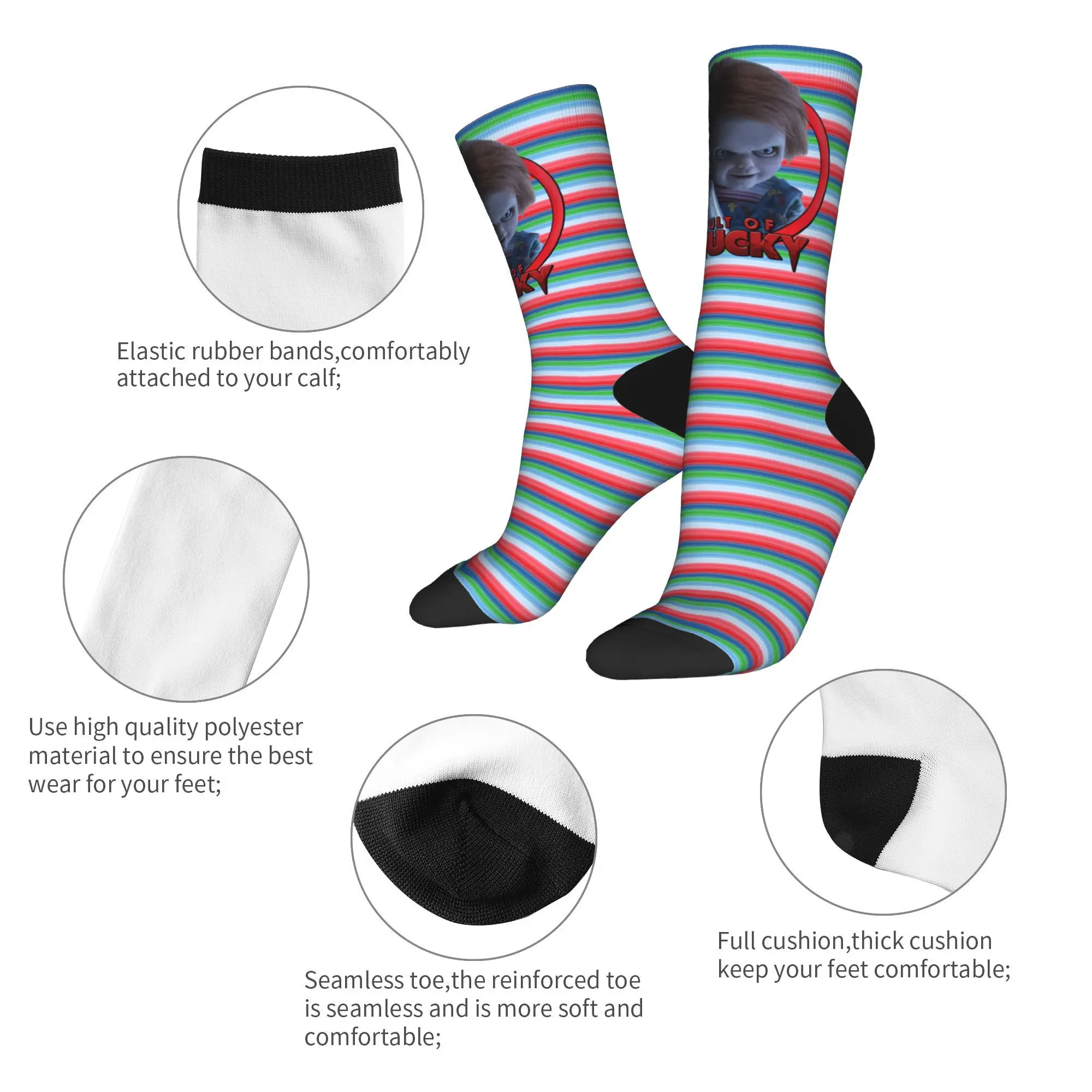 Moda Good Guys Niño Muñeca Chucky Calcetines de baloncesto Calcetines de poliéster para mujeres hombres antideslizantes