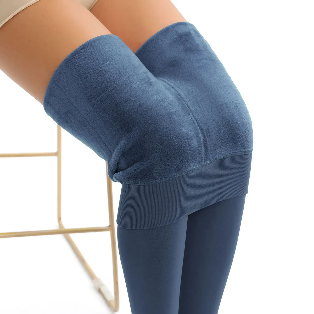 امرأة 1 قطعة الصوف مبطن وسميكة اليوغا طماق عالية الخصر الخوخ بعقب اليوغا السراويل الجلد ودية الدفء المخملية اليوغا السراويل #3