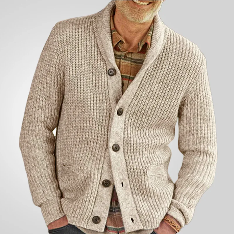 

Autumn and Winter New Men's Clothing, Solid Color Lapel Thickened Knitted Sweater, Long-sleeved Cardigan Sweater Jacket