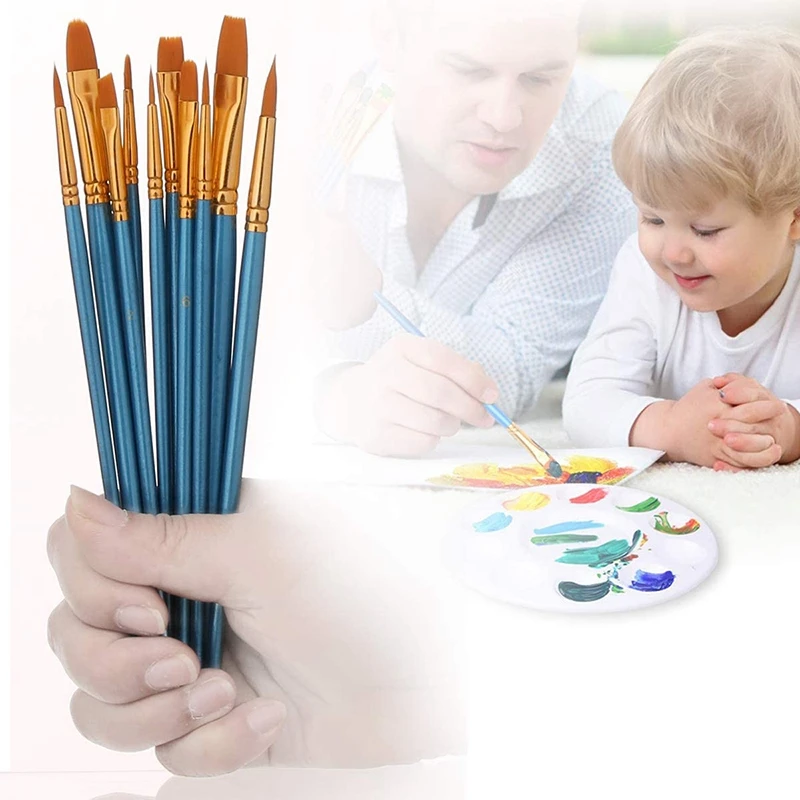 Gfc-10 Pcs Paint Brushes Art Paint Brush Set and 4 Pcs Paint Palette
