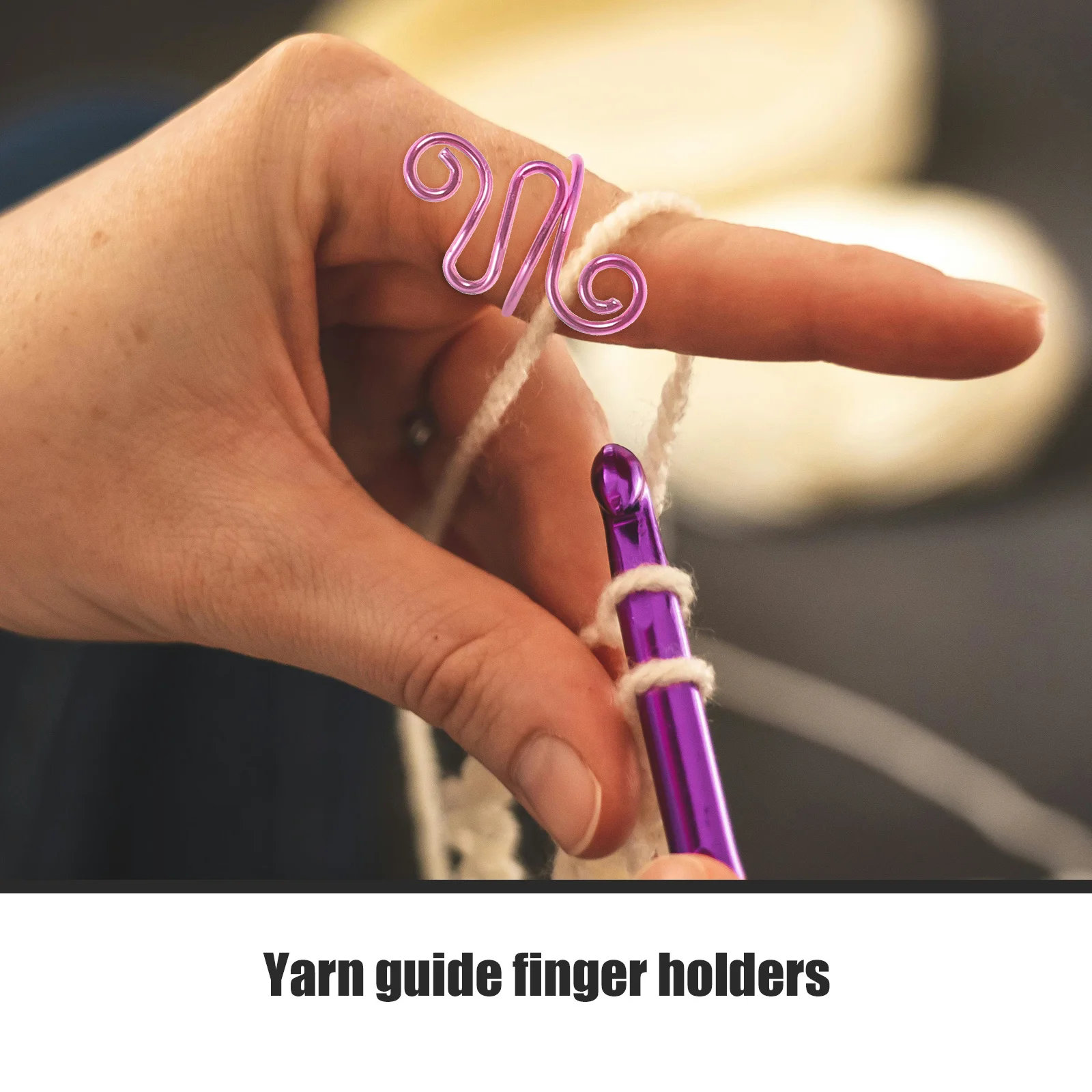 

7Pcs Finger Crochet Ring Knitting Loops Ring Wear Resistant Not Easy to Deform Sewing Quilting Project Tool Yarn Guide Rings