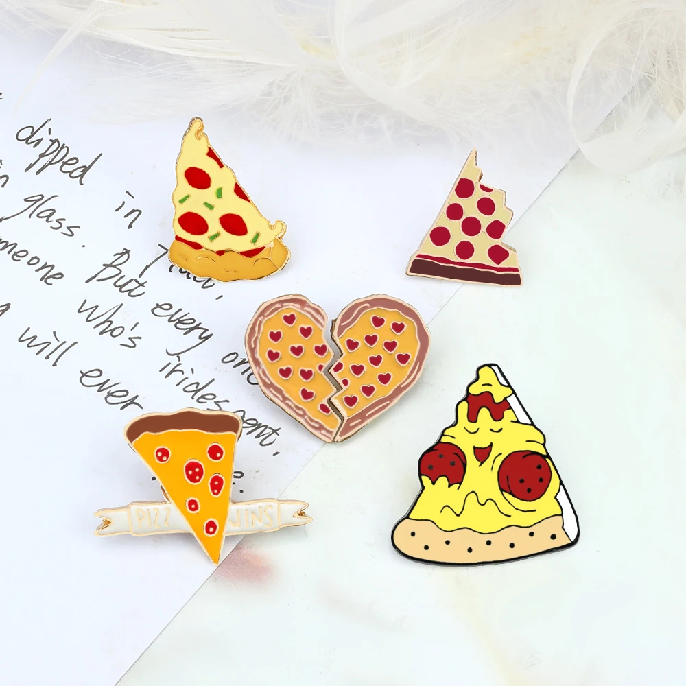 Fashion Food Brooches Badges Delicious Pizza Enamel Pins Women Men Lapel Pins Jewelry Kids Backpack Decoration Gift for Friend