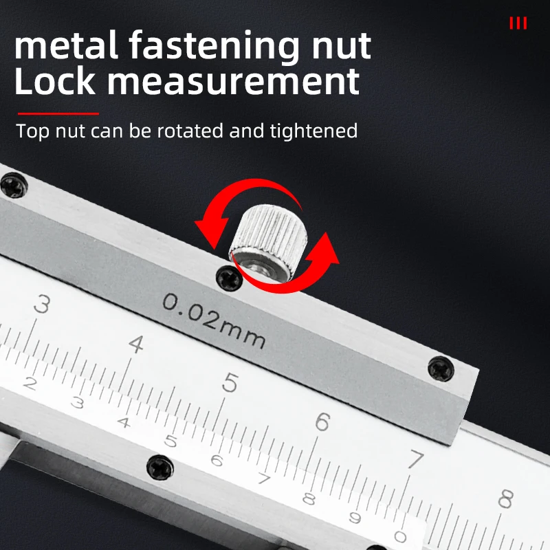 Messschieber aus Kohlenstoffstahl, 0–150 mm, 0–200 mm, 0–300 mm, Feststellschraube, Messschieber aus Edelstahl von BeBosLook
