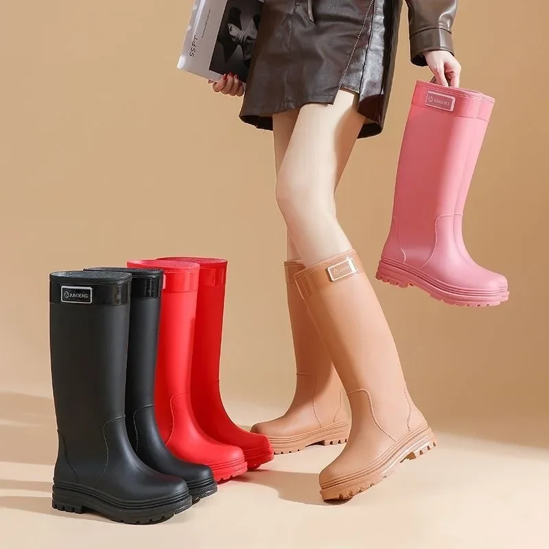 

High Tube Rain Boots for Women's Fashionable Adult Rain Boots Non-slip Waterproof Outdoor Water Shoes