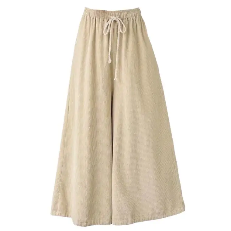 2026 New fashion Plus size pants Women cotton linen Trousers Bohemian Loose Leisure wide leg pants Summer skirt pants 6XL 7XL