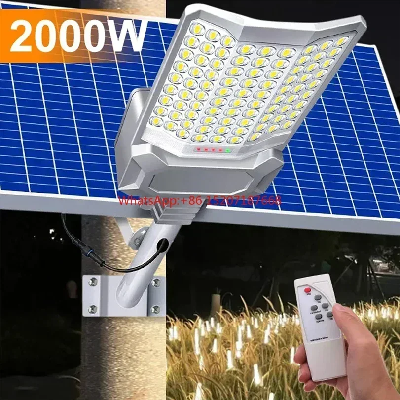 2000W Outdoor Solar Street Lamp Solar Light Waterproof Sports Remote Control Safety Lighting Garden Decoration Gardening Lights