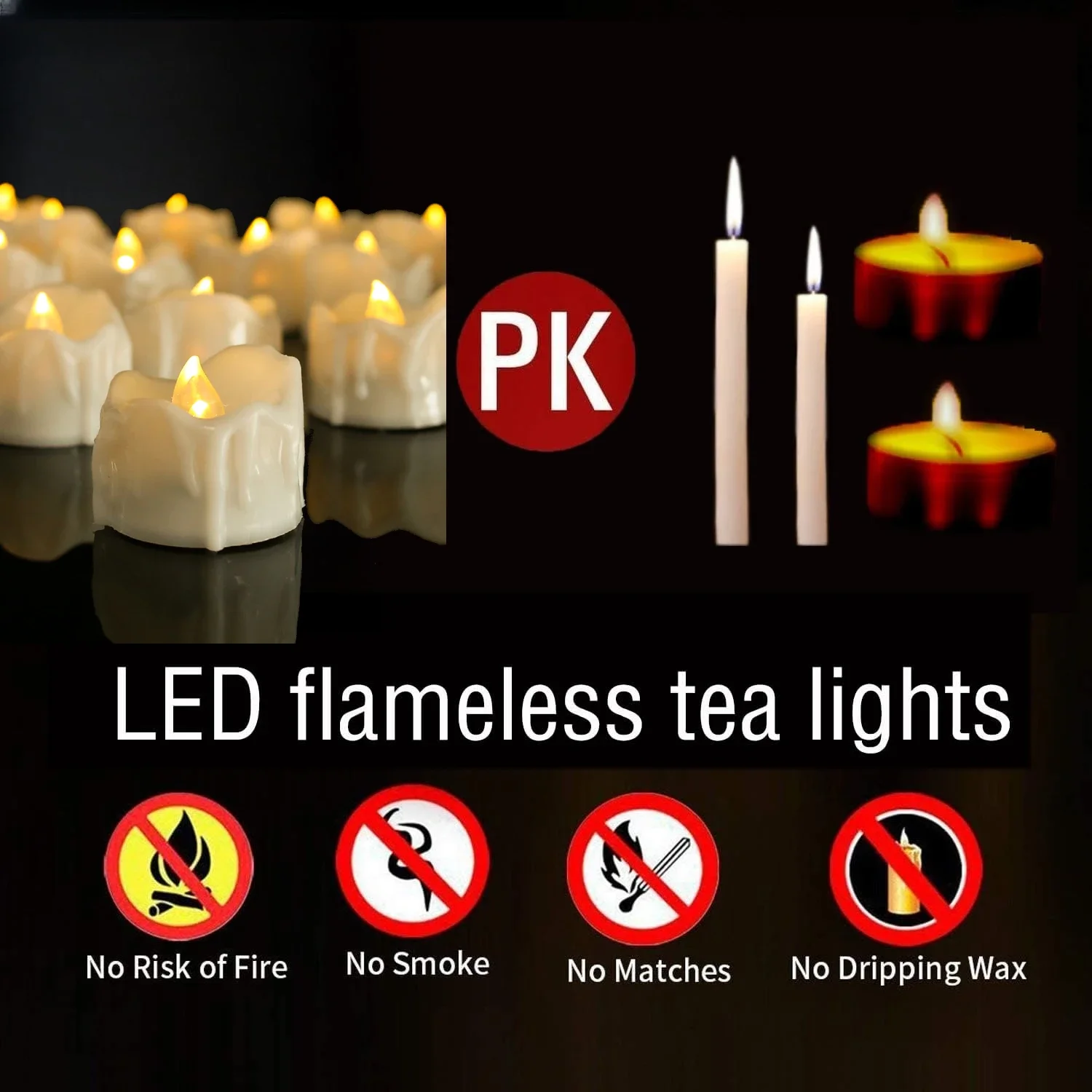 Drip Wax LED Tea Light Flameless Candles Lights with Remote or Auto Timer Realistic Bright Candles for Halloween Christmas Decor