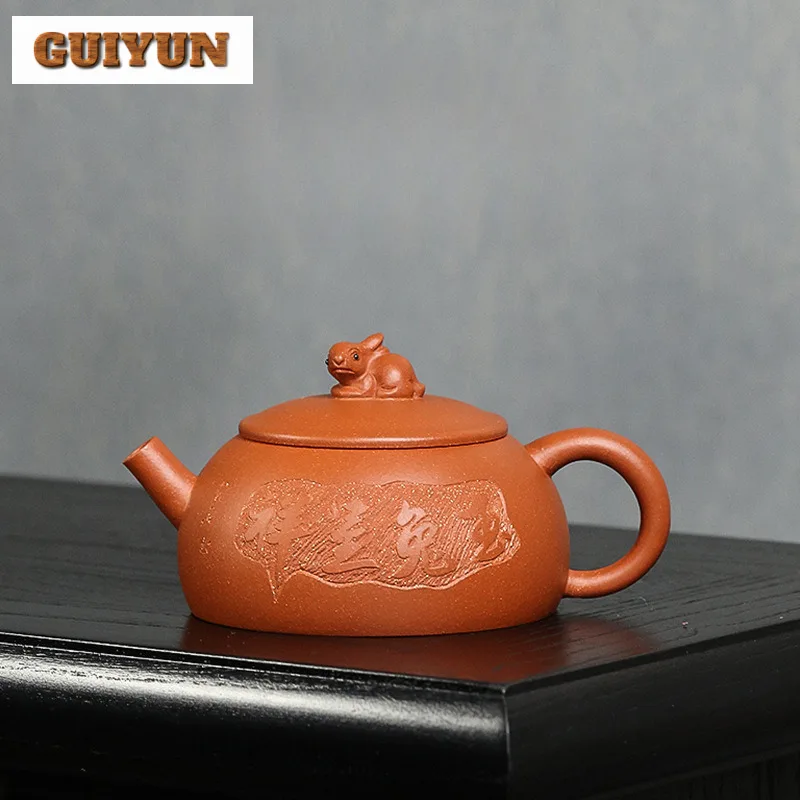 210ml Classic Yixing Purple Clay Teapots Master Handmade The Jade Hare Half Moon Pot Raw Ore Downhill Mud Kettle Zisha Tea Set